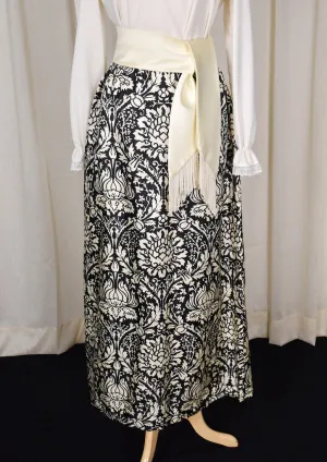 1960s Cream & Black Maxi Skirt