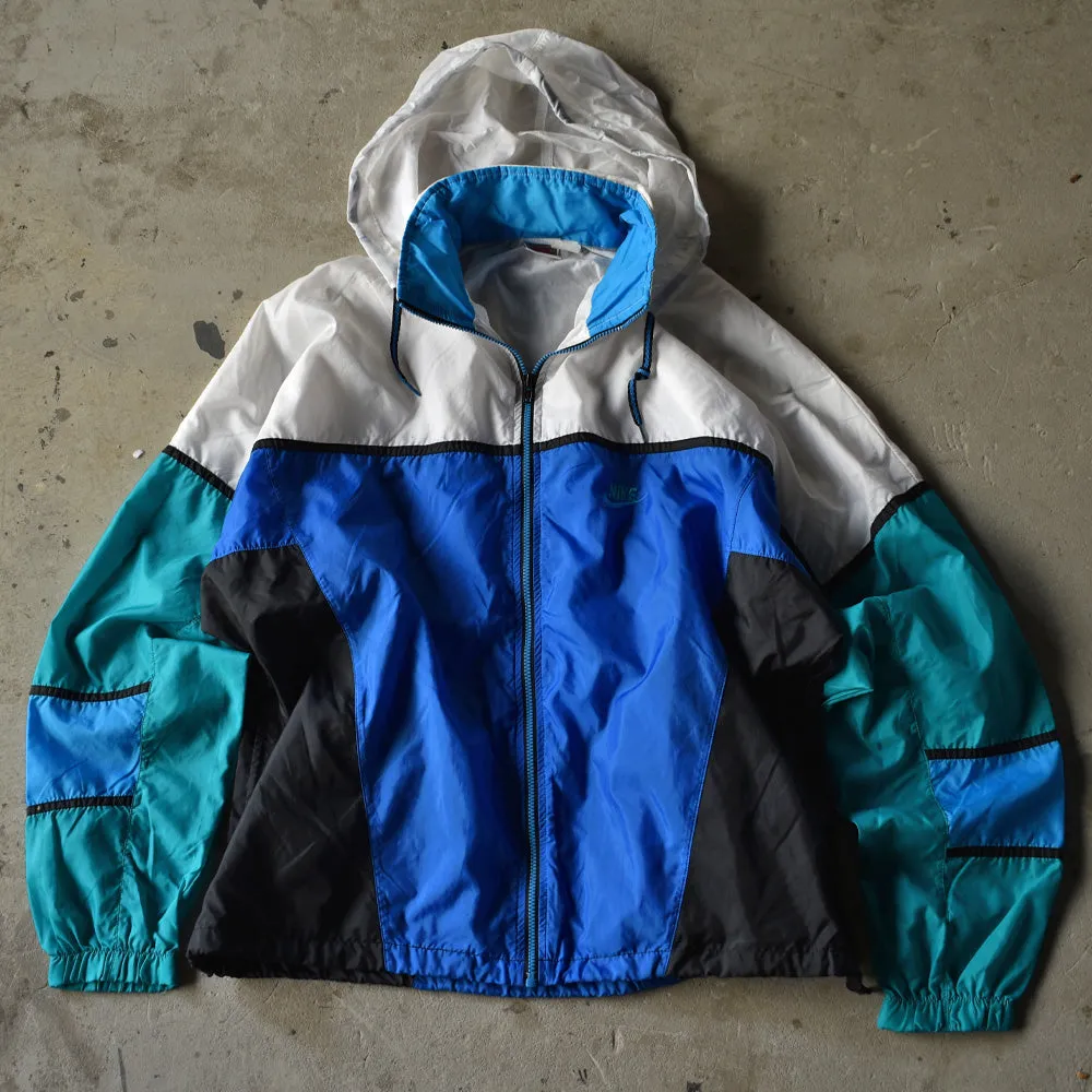 80's　NIKE/ナイキ 銀タグ 刺繍ロゴ フード付き ナイロンジャケット　221005