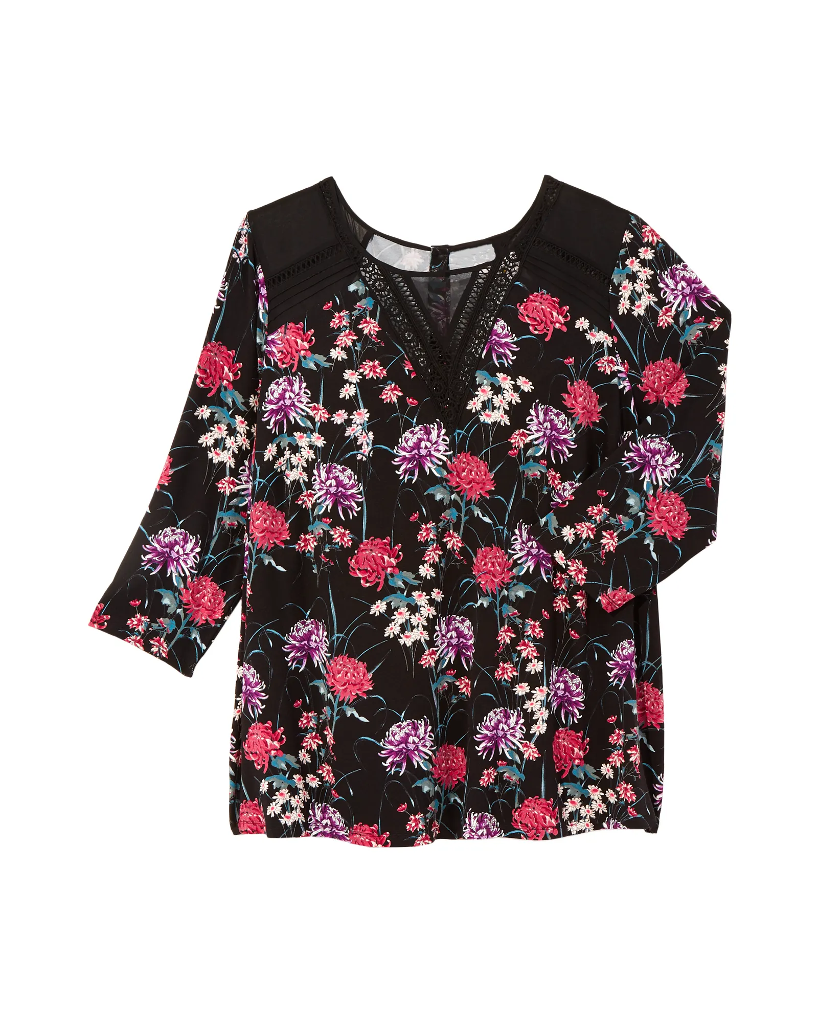 Alexandra Sheer Panel Top | Black / Purple