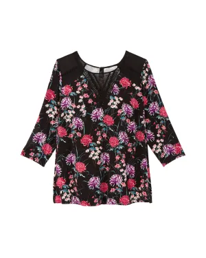 Alexandra Sheer Panel Top | Black / Purple