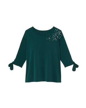 Ali Embellished Top | Turquoise / Silver
