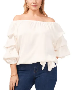 Alyson Bubble Sleeve Off Shoulder Blouse | NEW IVORY