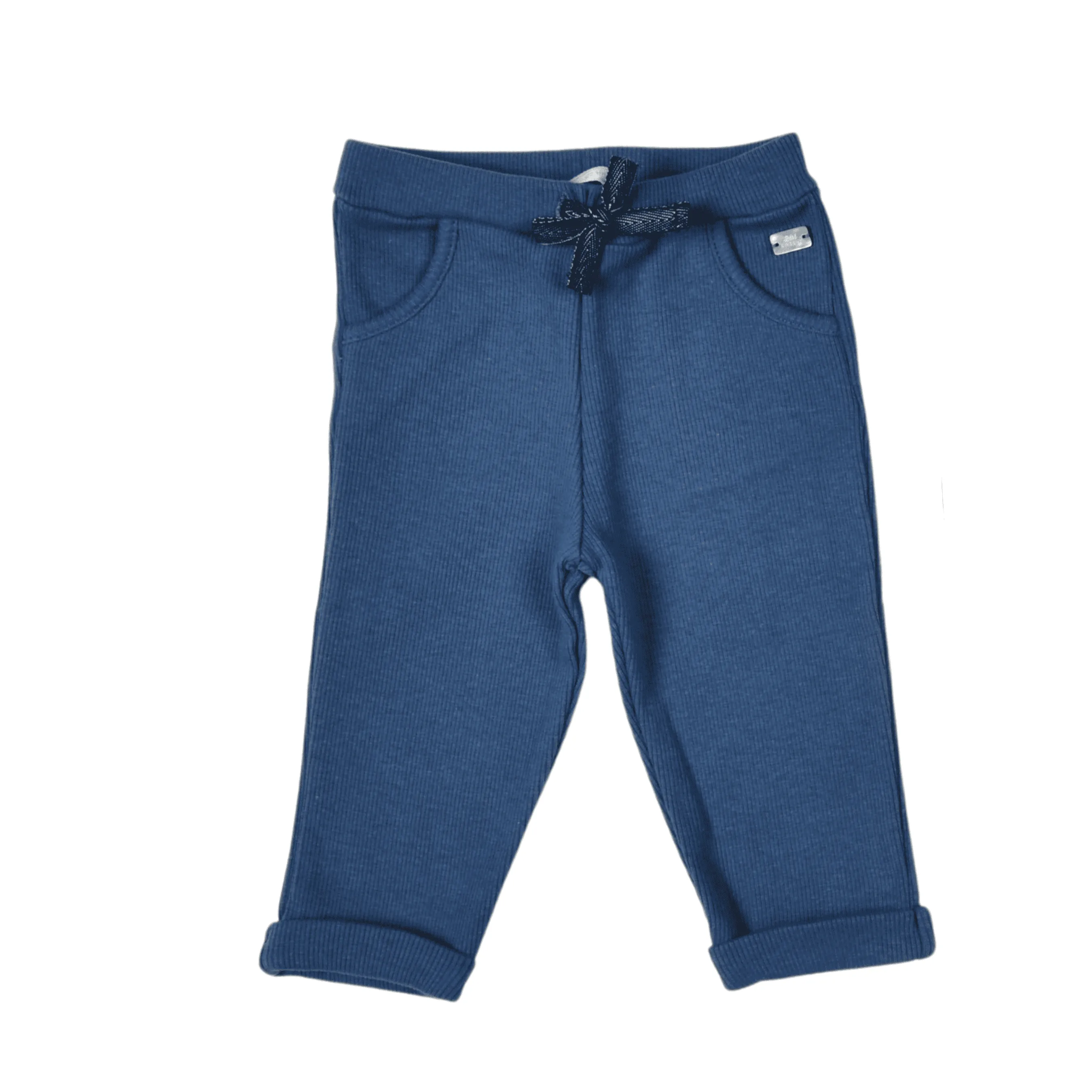 Angel | Boys Blue Ribbed Cotton Leggings Set (2)