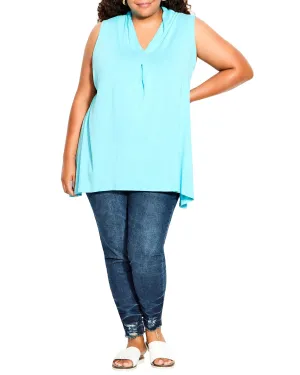 Aria Pleated Top | Aqua