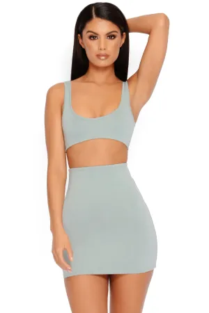 Basic Instinct Bodycon Skirt in Sage