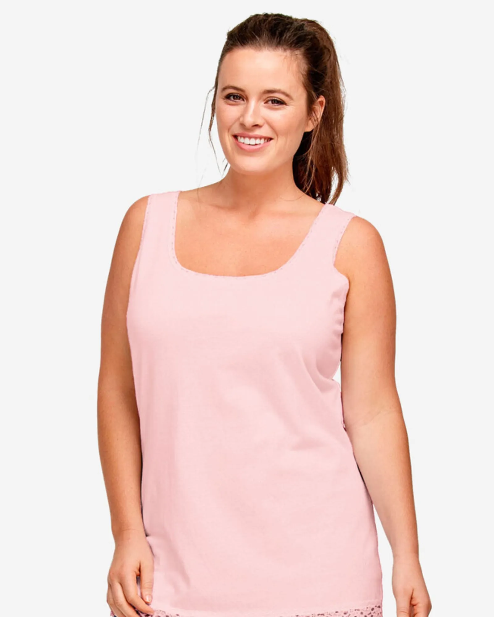 Baylee Lace Trim Tank | Pink