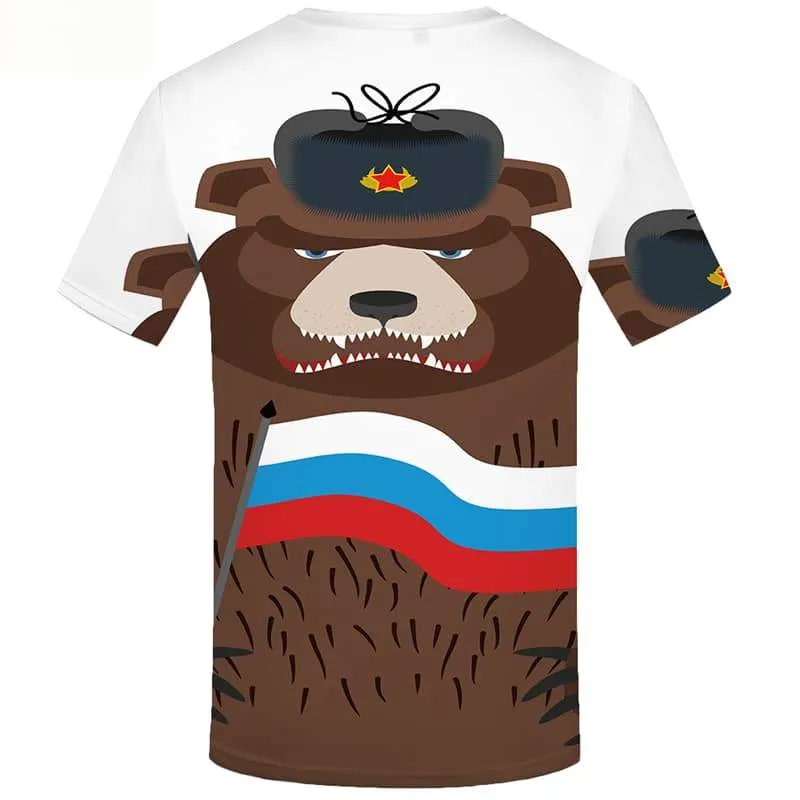 Bear T shirts Men Russia T shirts Funny Military T-shirts Graphic Short Sleeve