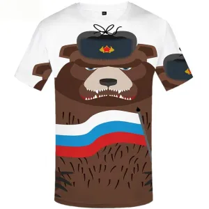 Bear T shirts Men Russia T shirts Funny Military T-shirts Graphic Short Sleeve