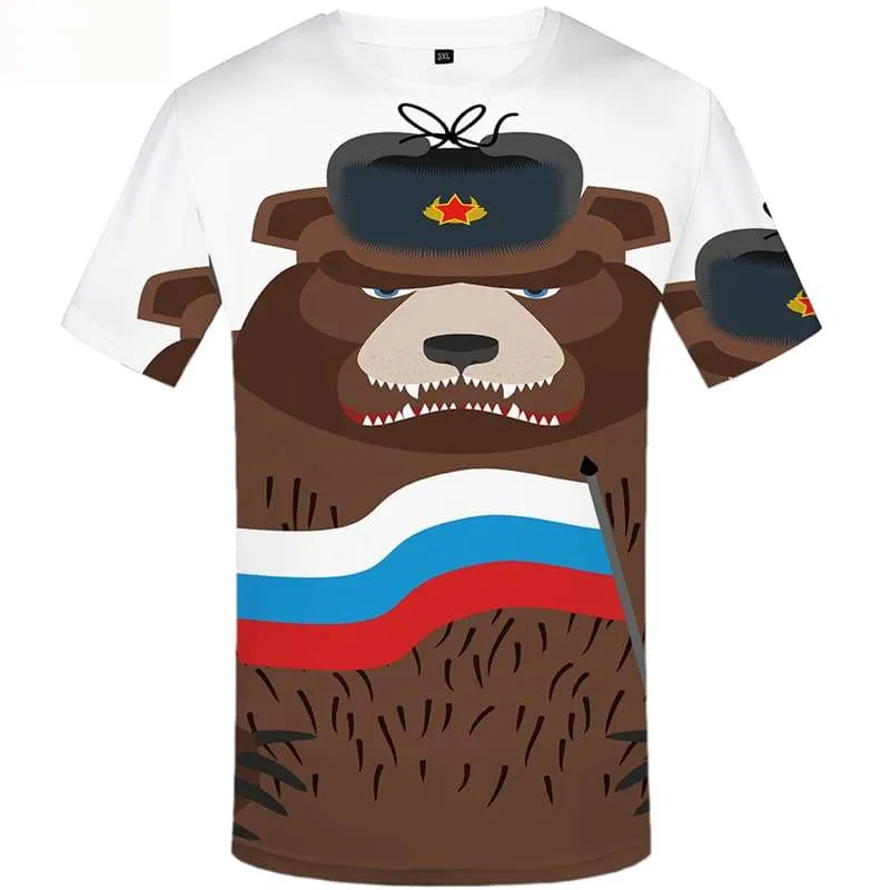 Bear T shirts Men Russia T shirts Funny Military T-shirts Graphic Short Sleeve