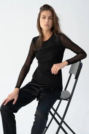 Black Long Sleeves Top (Tulle)