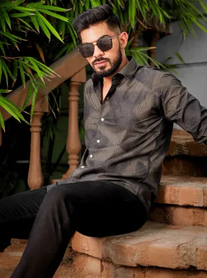 Black Satin Print Premium Shirt