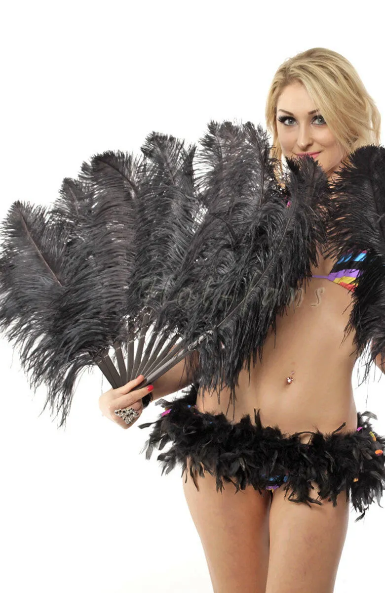 Black Single layer Feather fan 25"x 45"