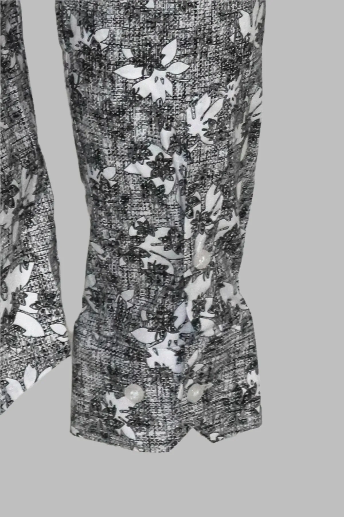 Bloom Patterned Dark Slim Fit Grey Men Shirt - Wessi