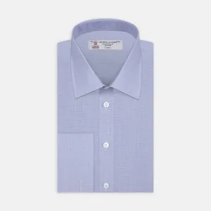 Blue End-on-End Cotton Shirt with T&A Collar and Double Cuffs