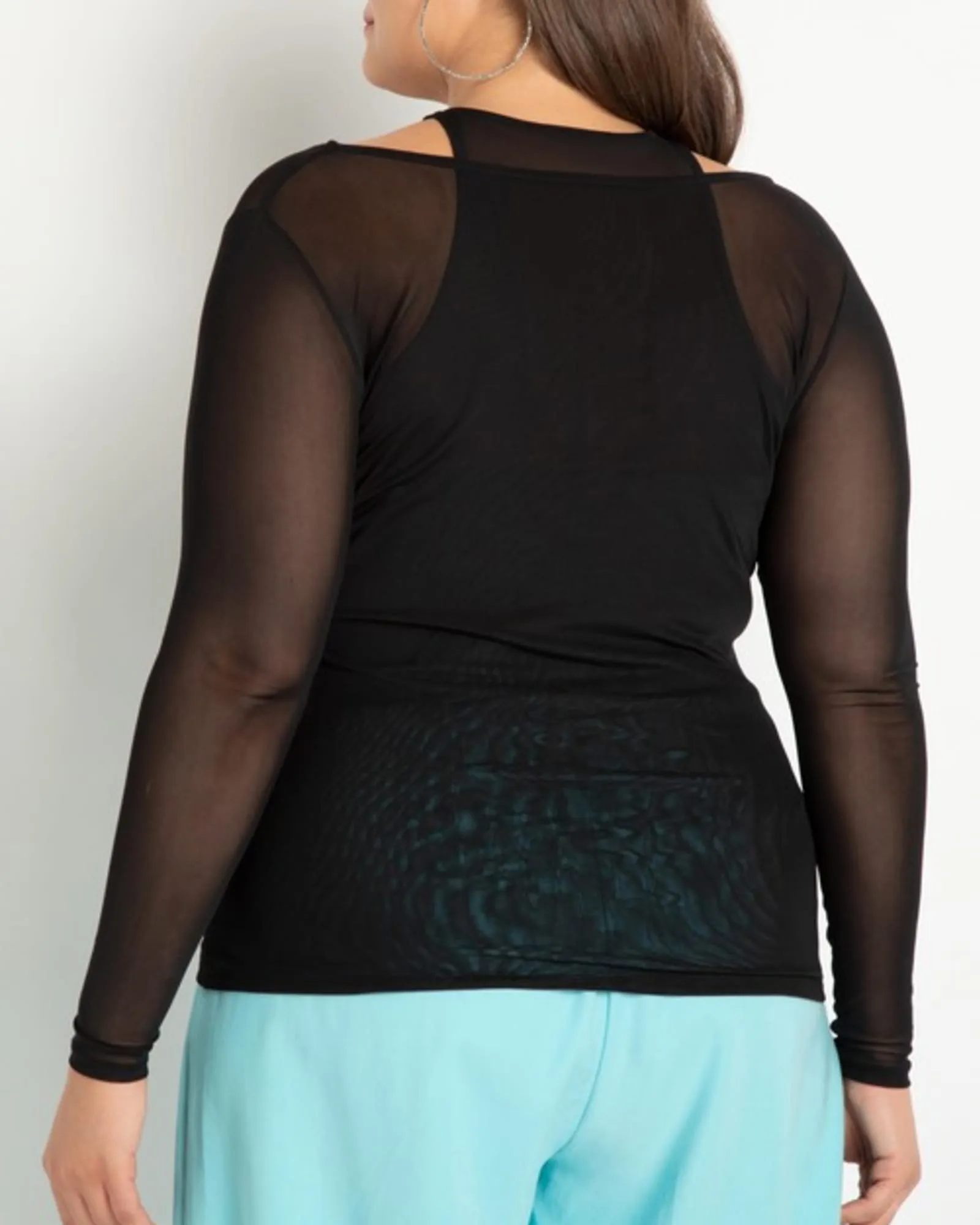 Celine Layered Mesh Top | Totally Black