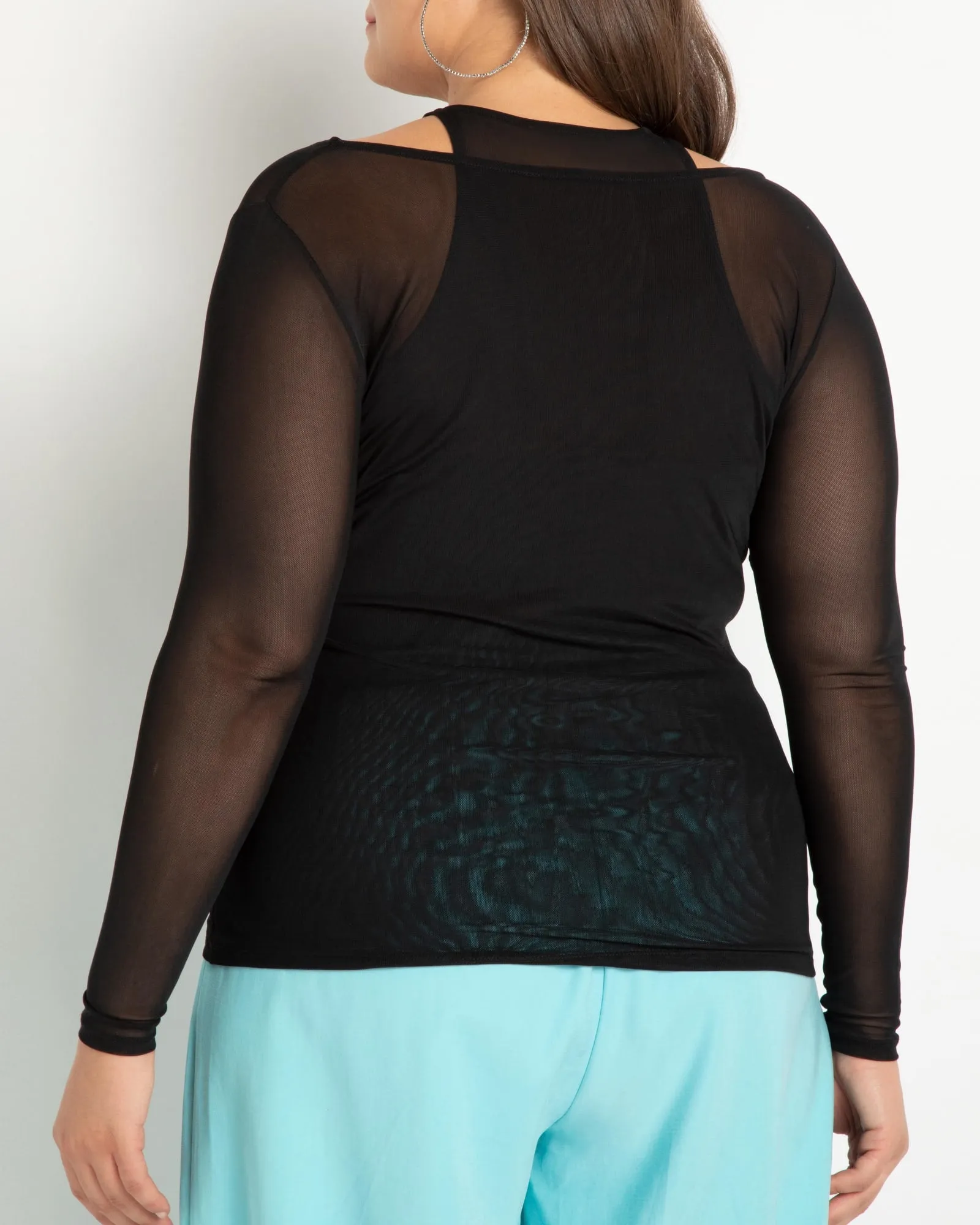 Celine Layered Mesh Top | Totally Black