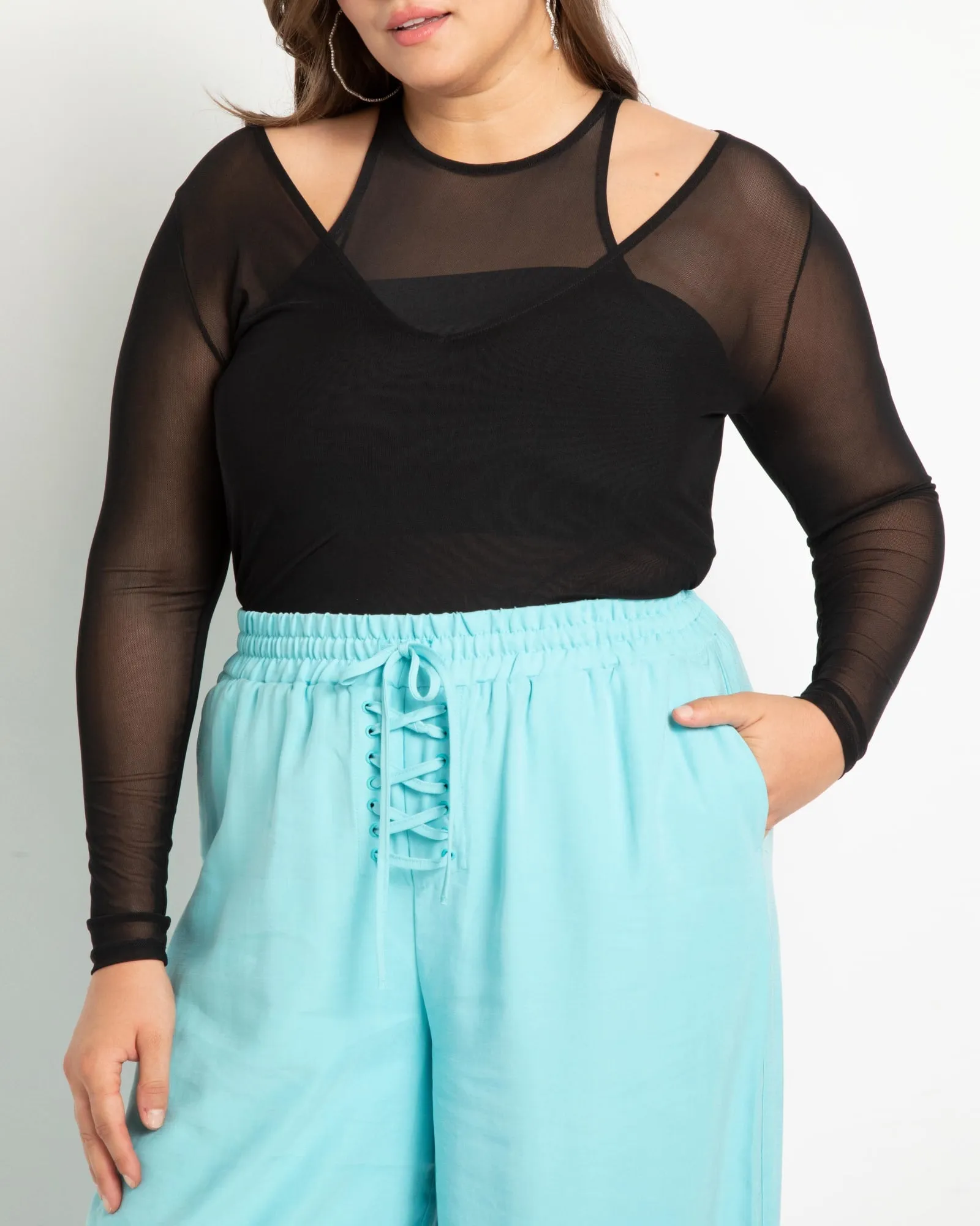 Celine Layered Mesh Top | Totally Black