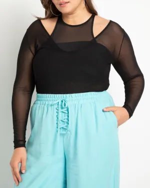 Celine Layered Mesh Top | Totally Black