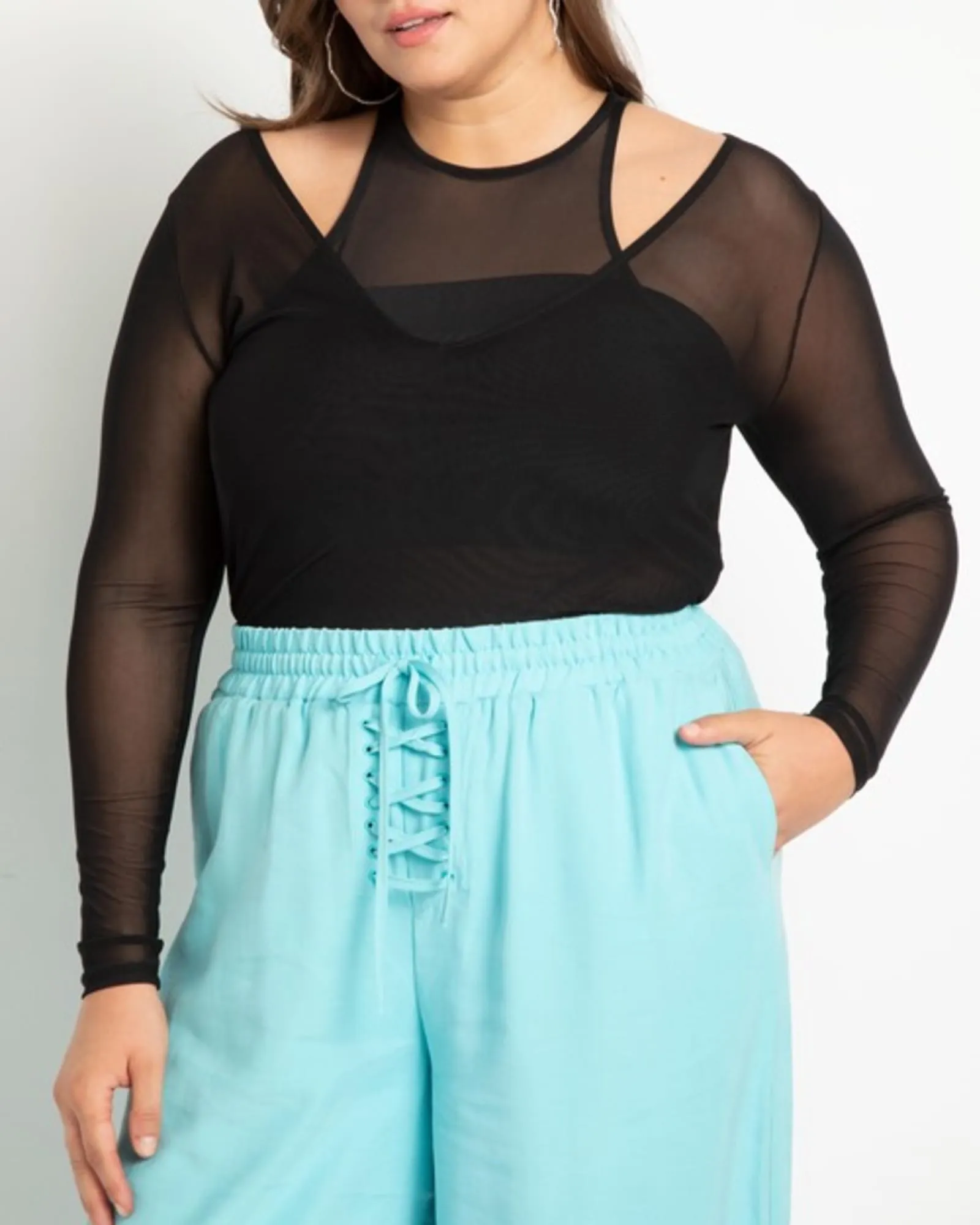 Celine Layered Mesh Top | Totally Black