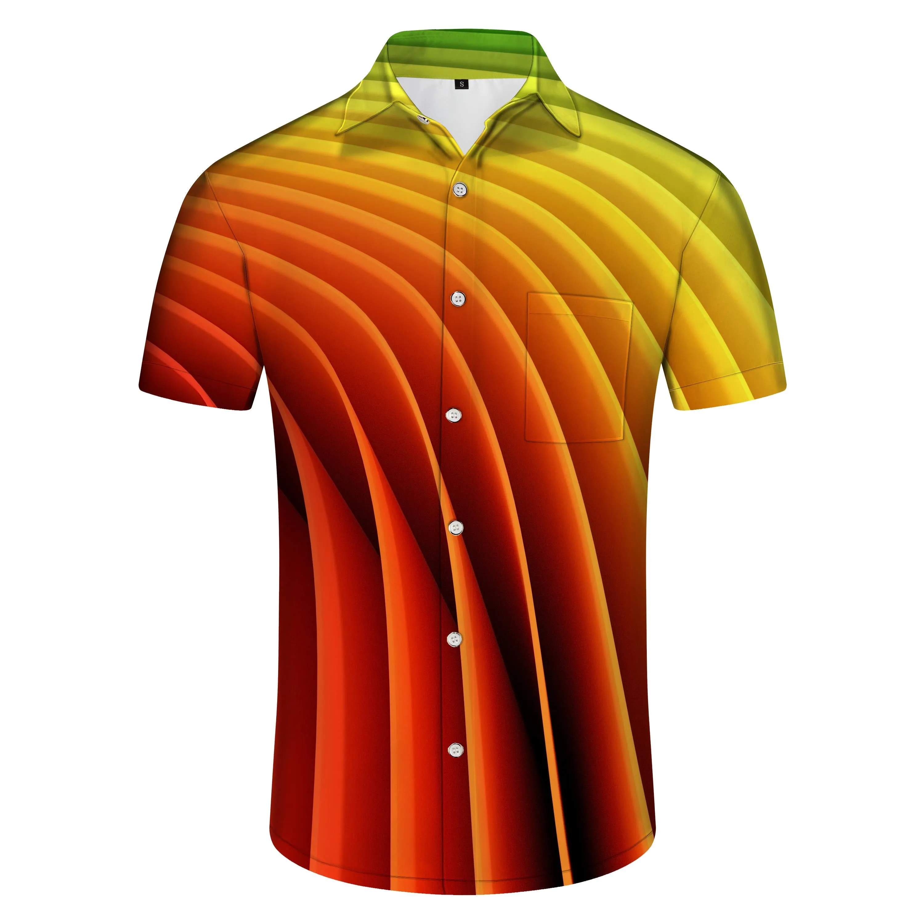 Color Block Shirt Short Sleeve Beachwear Hawaiian Button Tropical Lapel Shirt Abstract Print Geometric Men's Casual