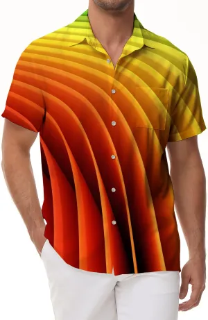 Color Block Shirt Short Sleeve Beachwear Hawaiian Button Tropical Lapel Shirt Abstract Print Geometric Men's Casual
