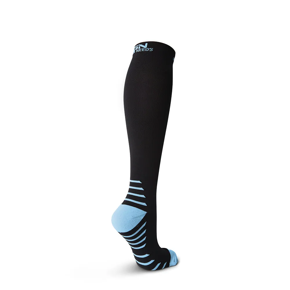 Compression Socks for Women & Men - Black & Blue Pair