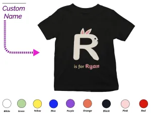 Custom Kids Tshirt Gift For Toddler Girls with Letter R on T-Shirt
