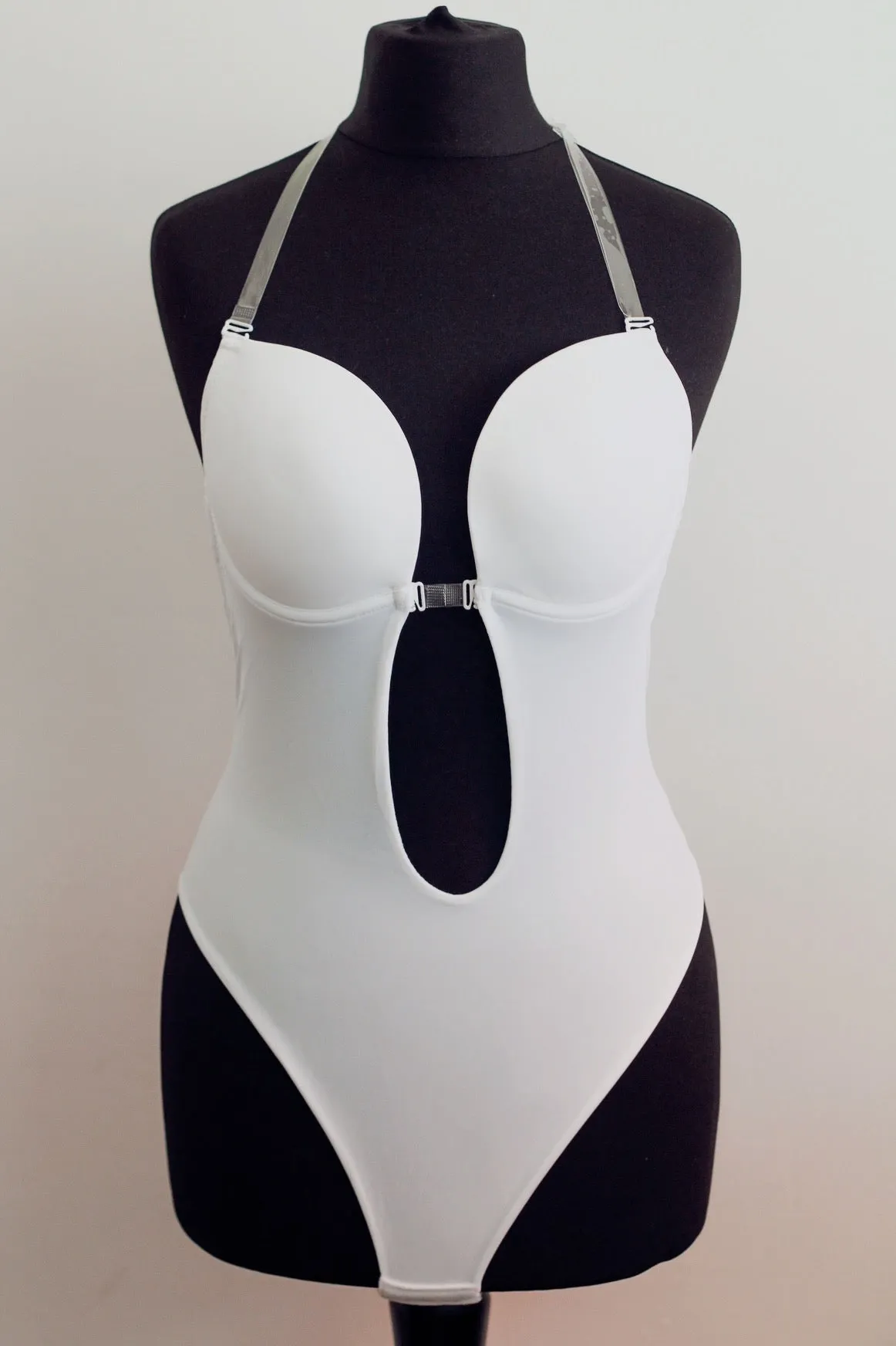 Deep Plunge Bodysuit in White