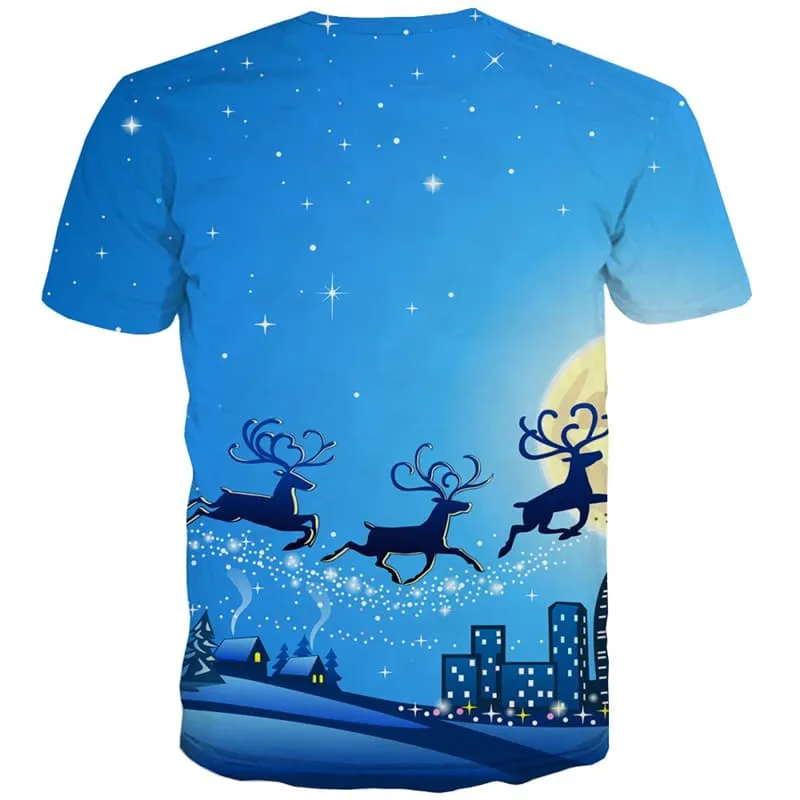Deer T-shirt Men Galaxy T-shirts 3d Moon Tshirt Printed Christmas Tshirts Cool Party T-shirts Graphic
