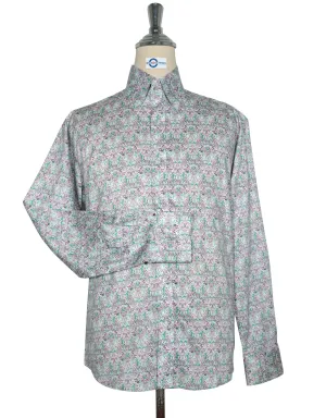 Double Collar Shirt - 60s Style Green and Purple Floral Shirt