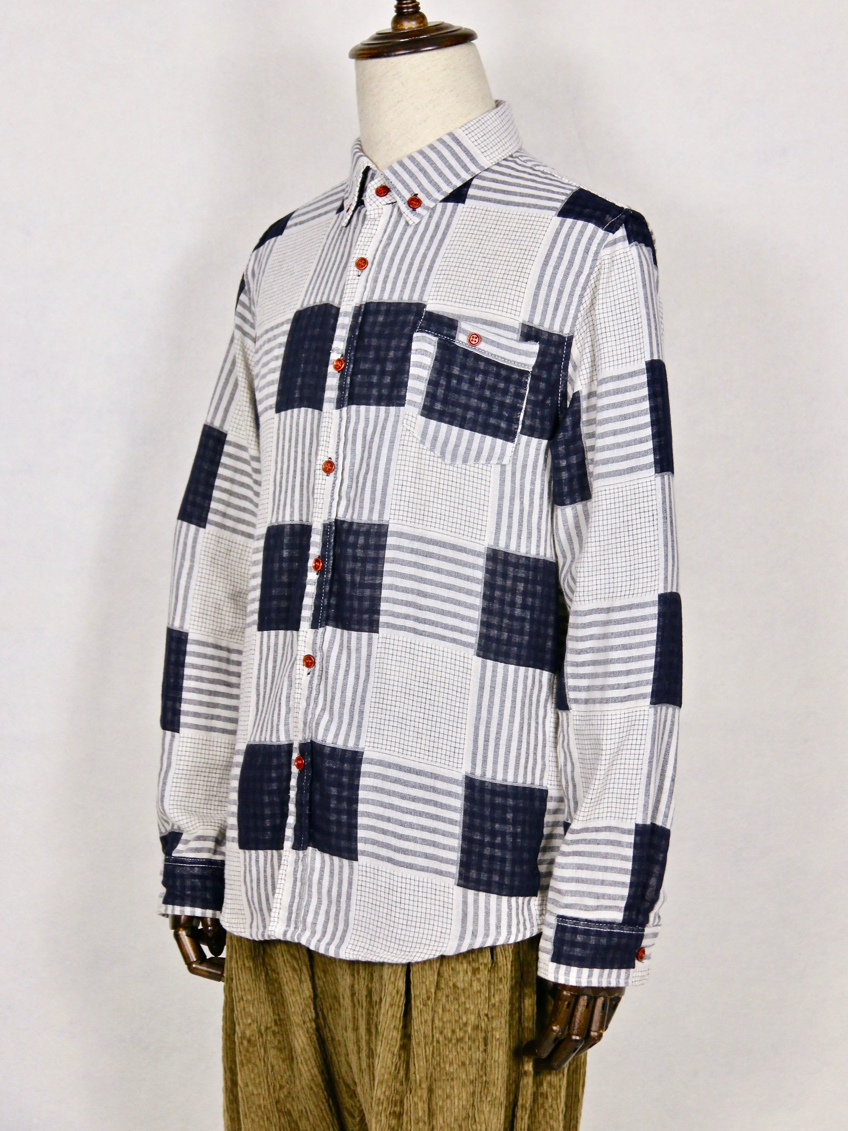 Double-Layered Fabric Checked Shirt