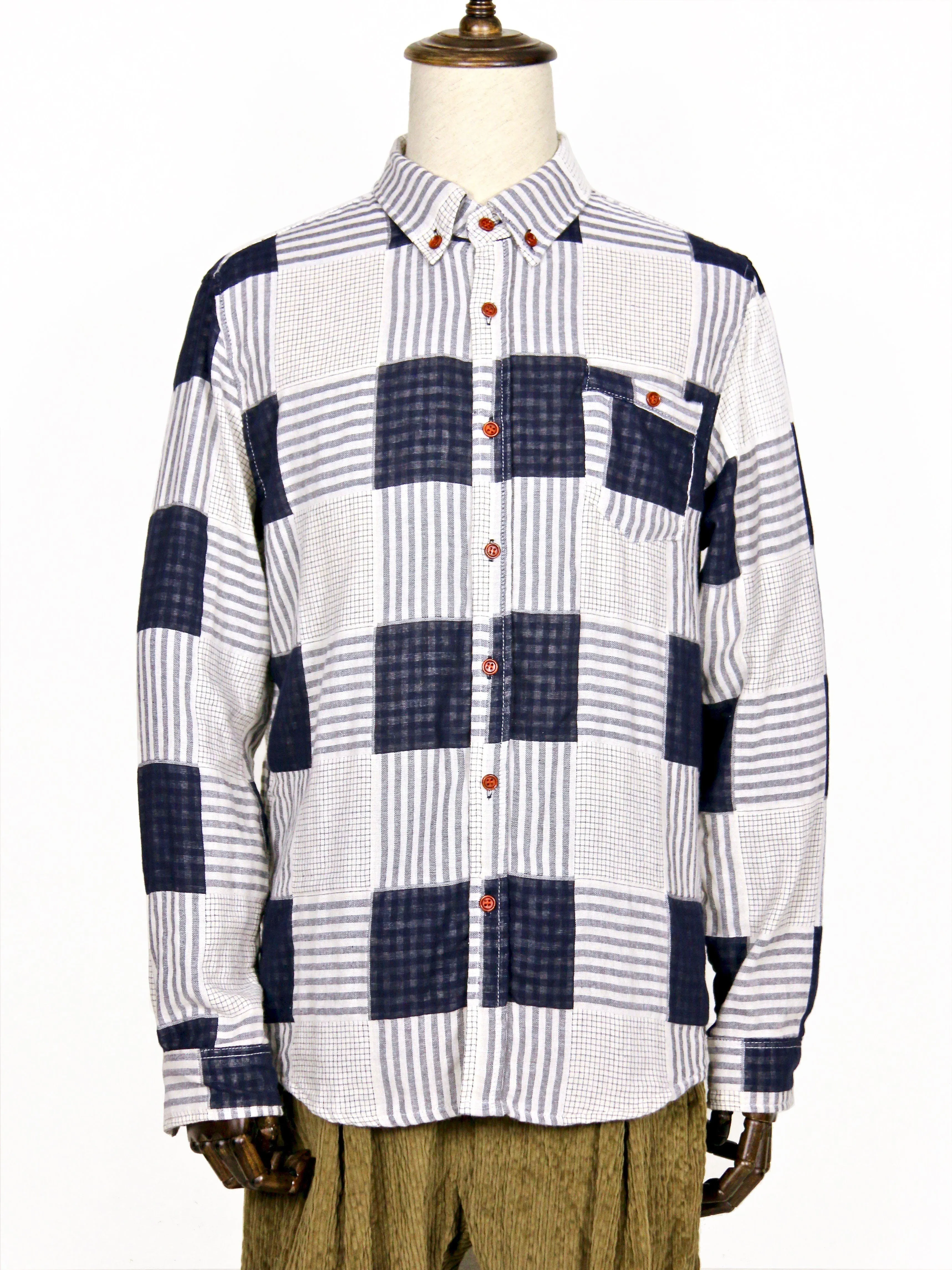 Double-Layered Fabric Checked Shirt