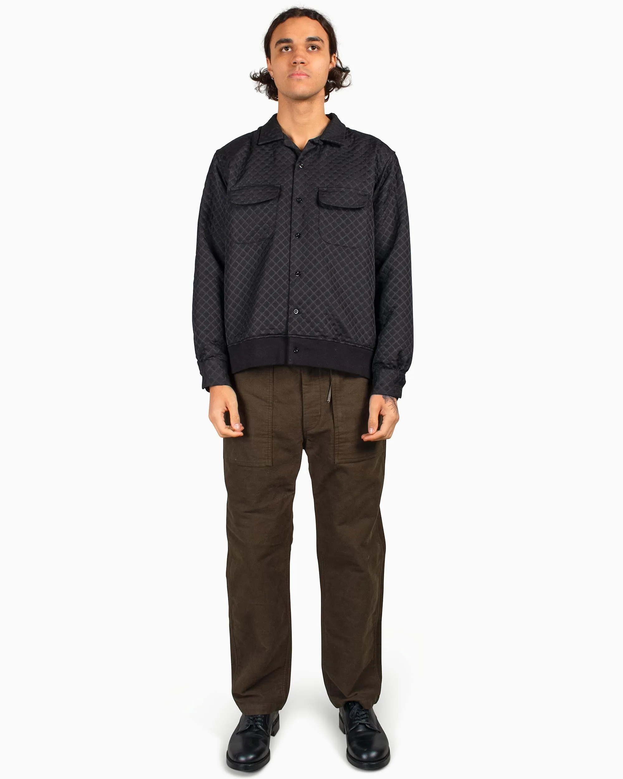 Engineered Garments Classic Shirt Black Polyester Micro Quilt