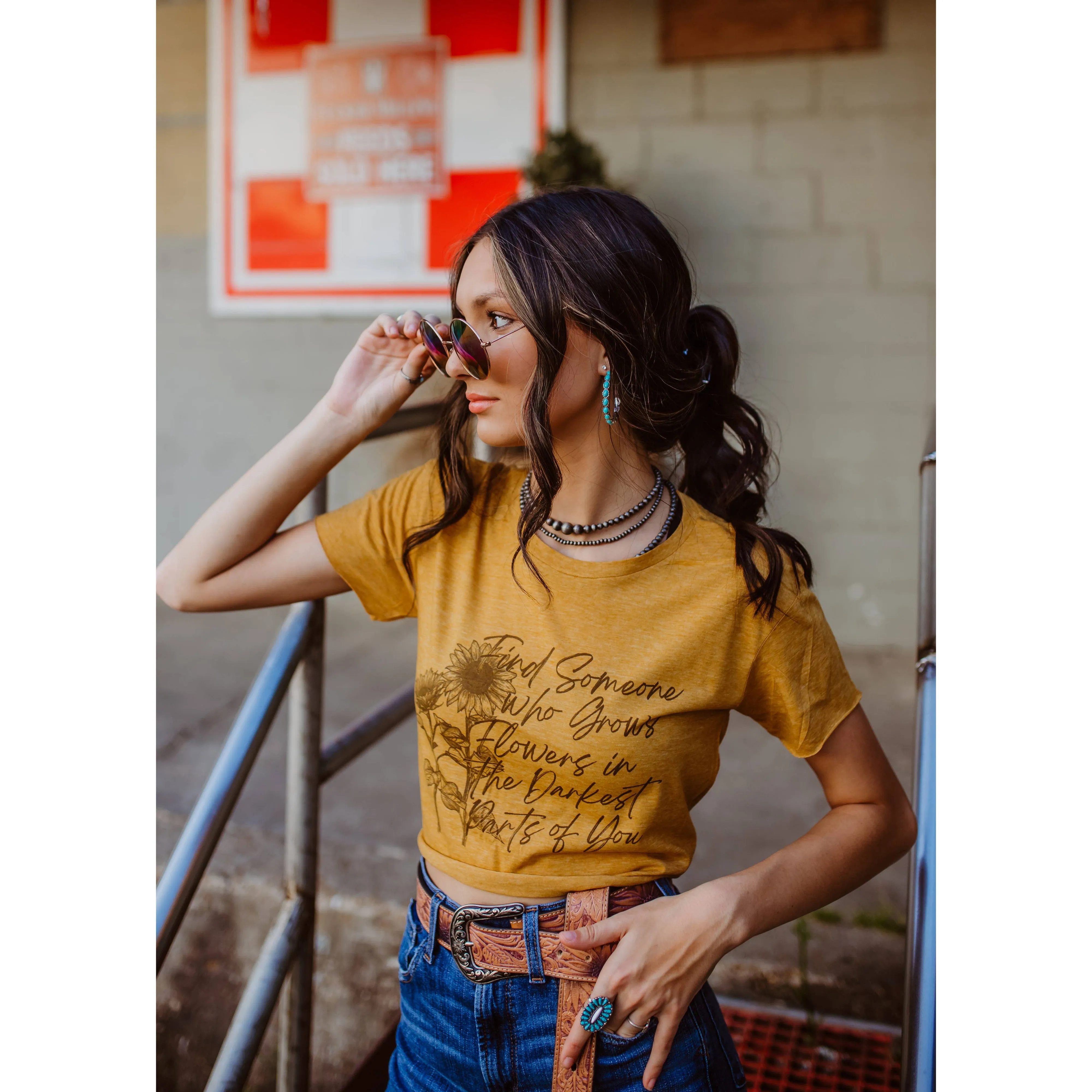 Find Someone Who Will Grow Flowers in the Darkest Parts of You Western Graphic Cropped T-Shirt [Sizes SM-XL]