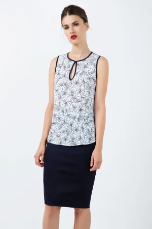Fitted Pencil Skirt With Contrast White Stripe