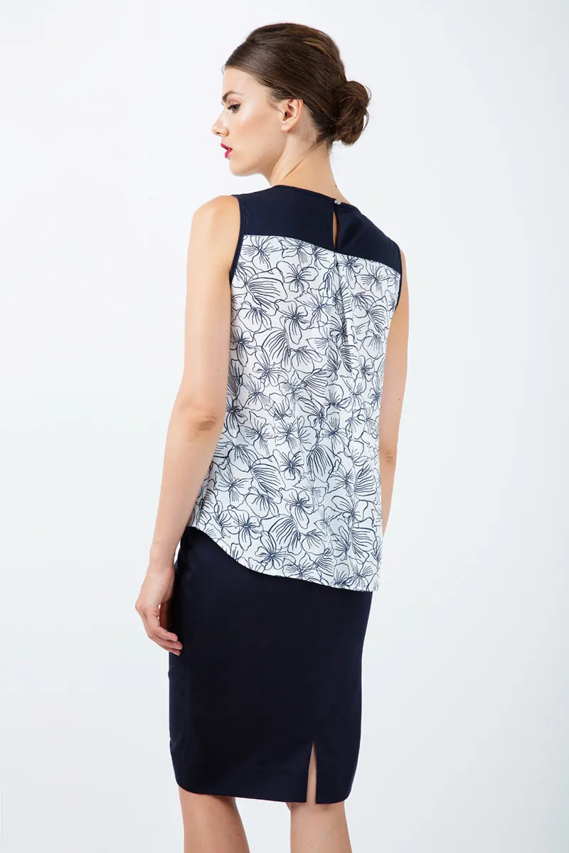 Fitted Pencil Skirt With Contrast White Stripe