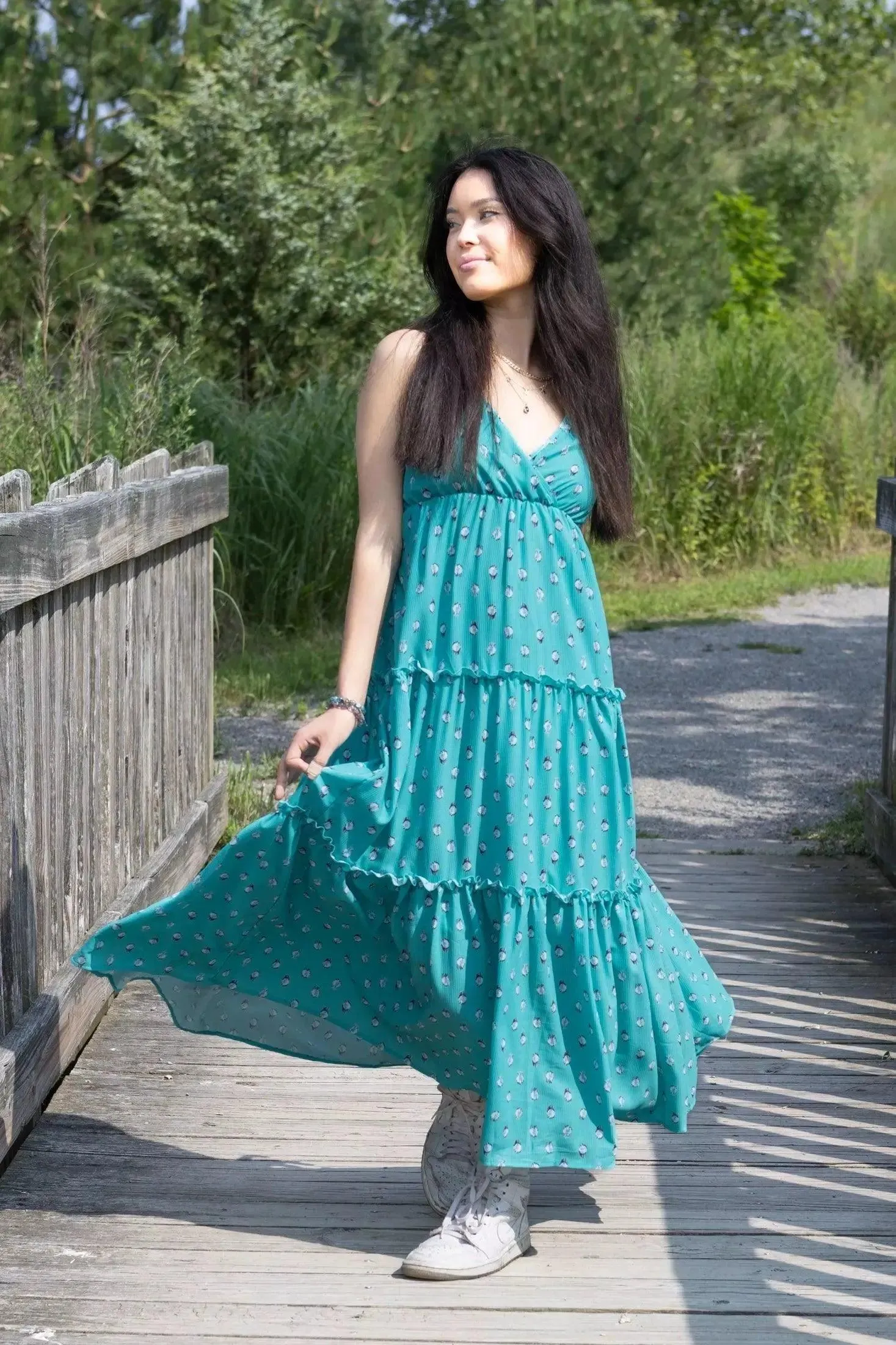 Floral Ruffle Slip Maxi Dress