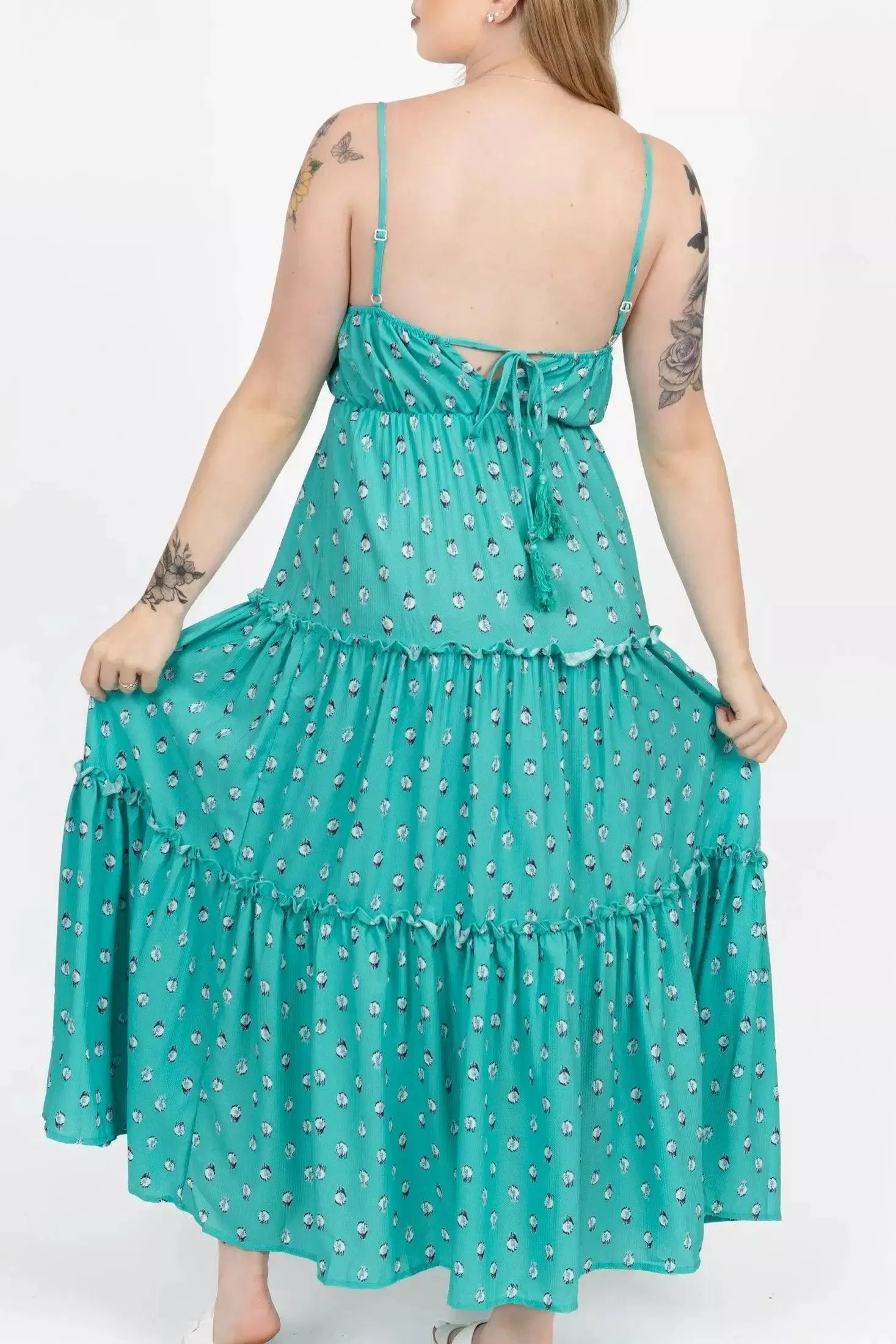 Floral Ruffle Slip Maxi Dress