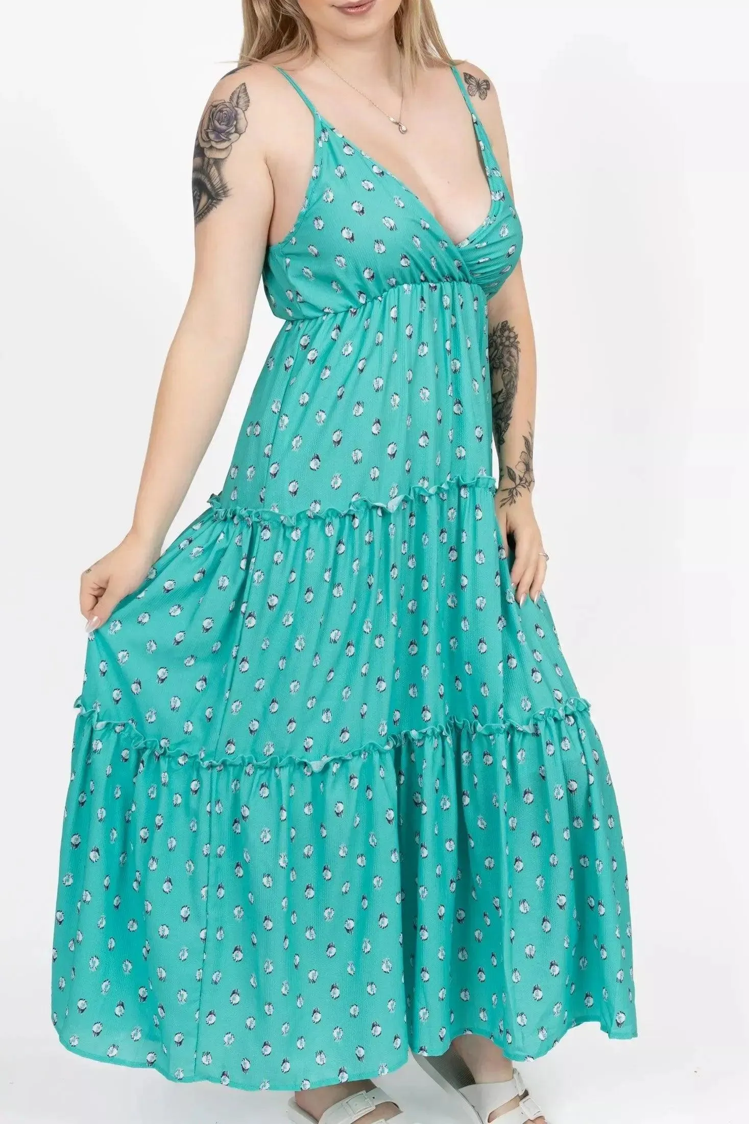 Floral Ruffle Slip Maxi Dress