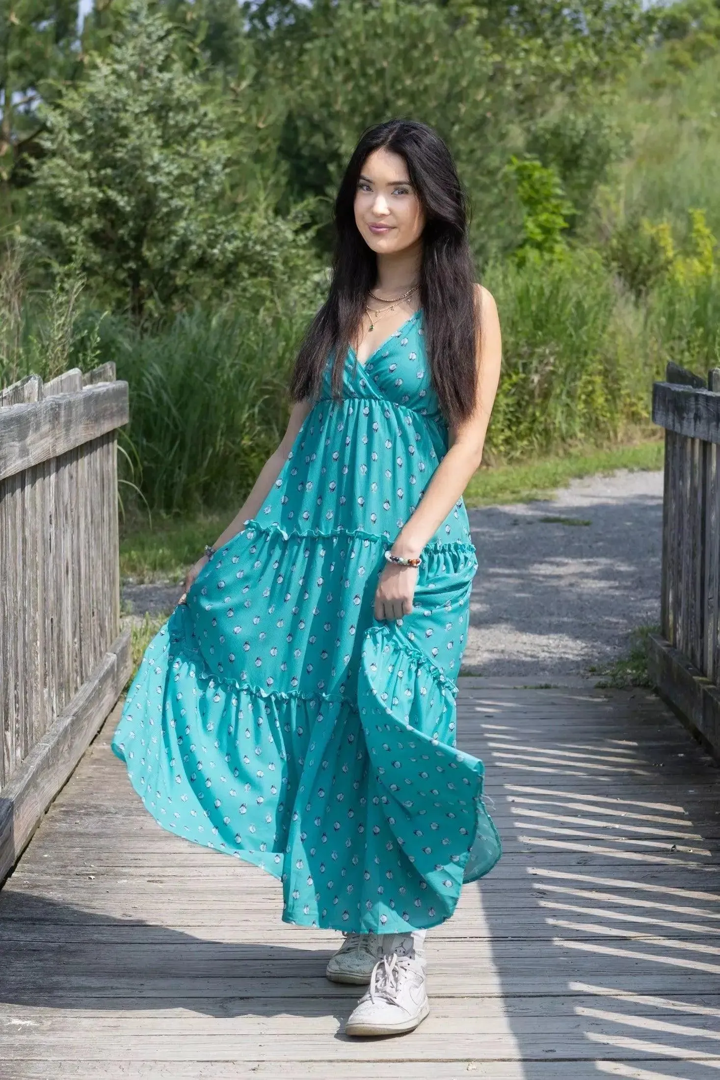 Floral Ruffle Slip Maxi Dress