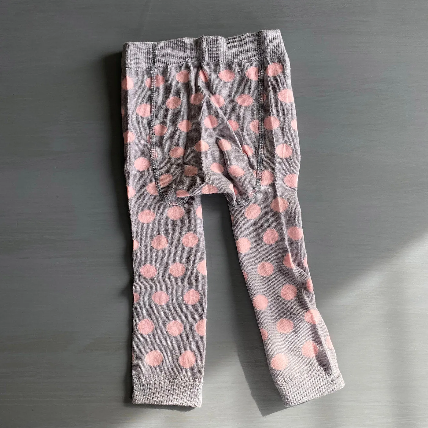 Footless Tights - Polka Dots - Gray/Lt.Pink