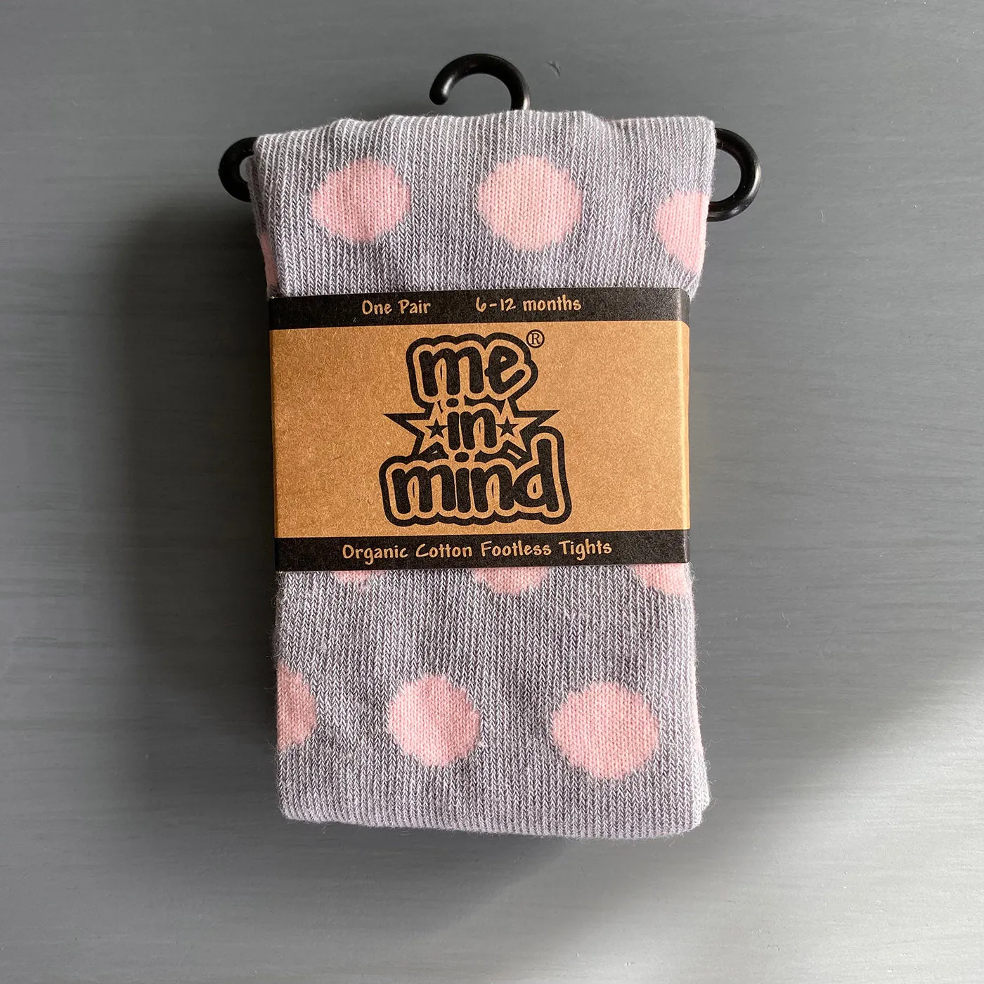 Footless Tights - Polka Dots - Gray/Lt.Pink