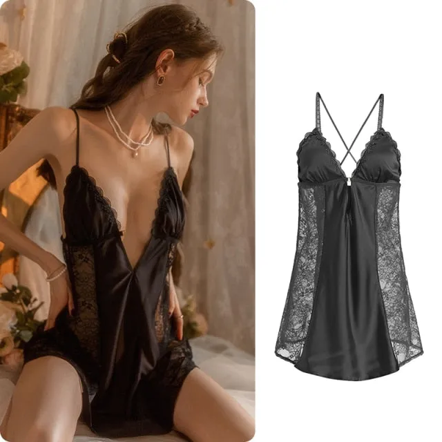 Front Buckle Lace Sling Nightdress