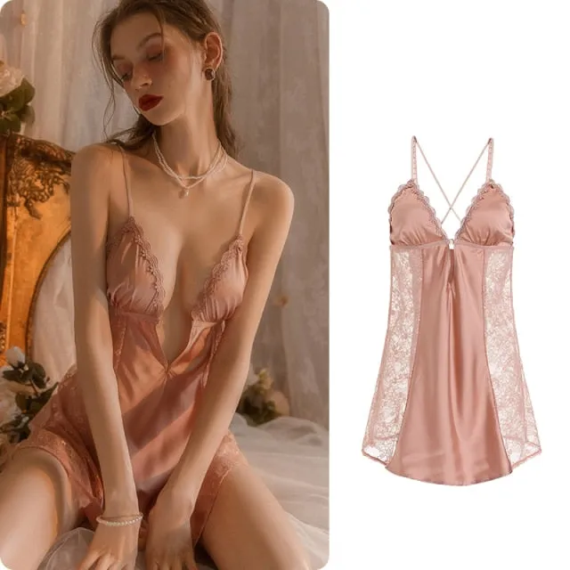 Front Buckle Lace Sling Nightdress