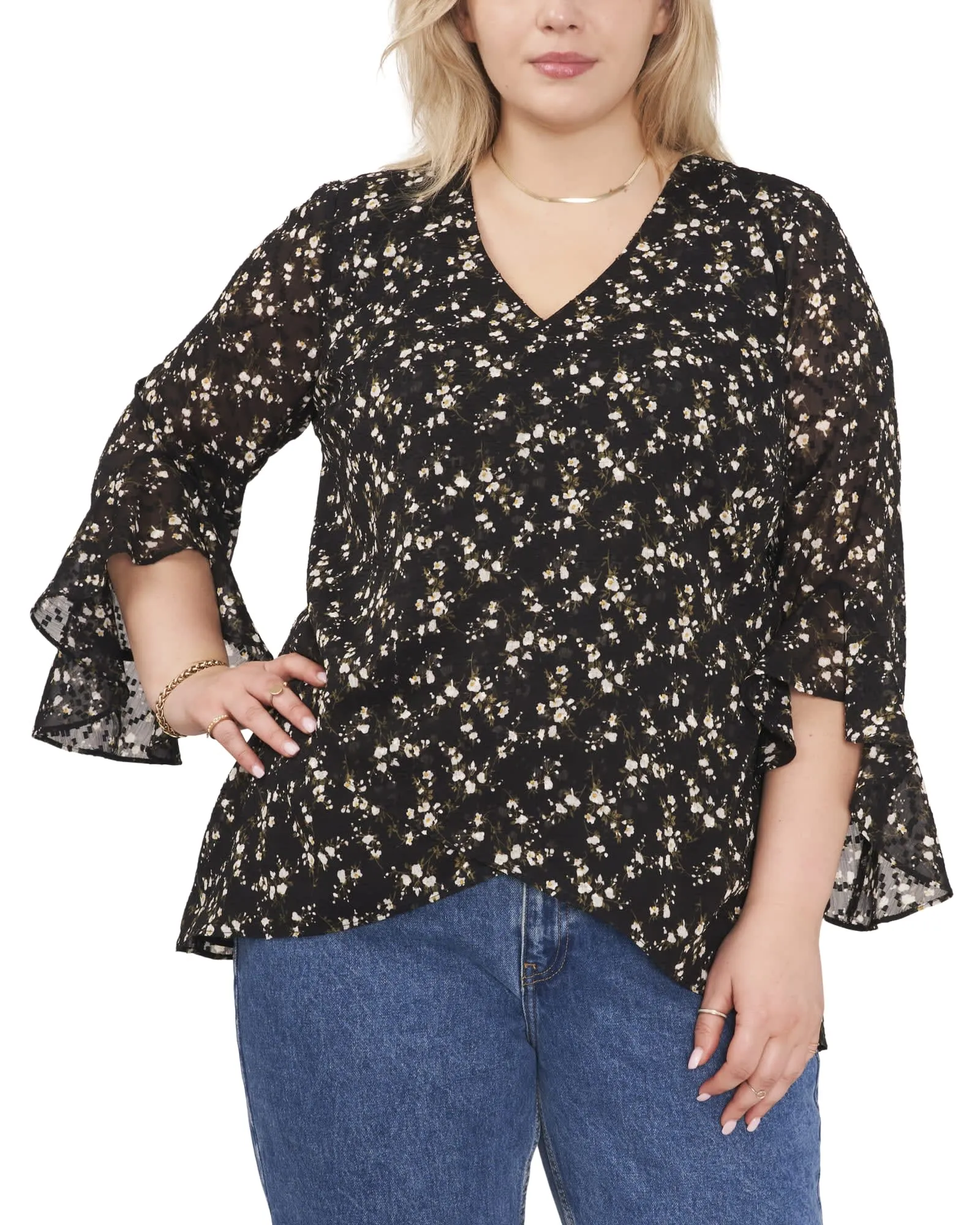 Gabby Flutter Sleeve Blouse | RICH BLACK