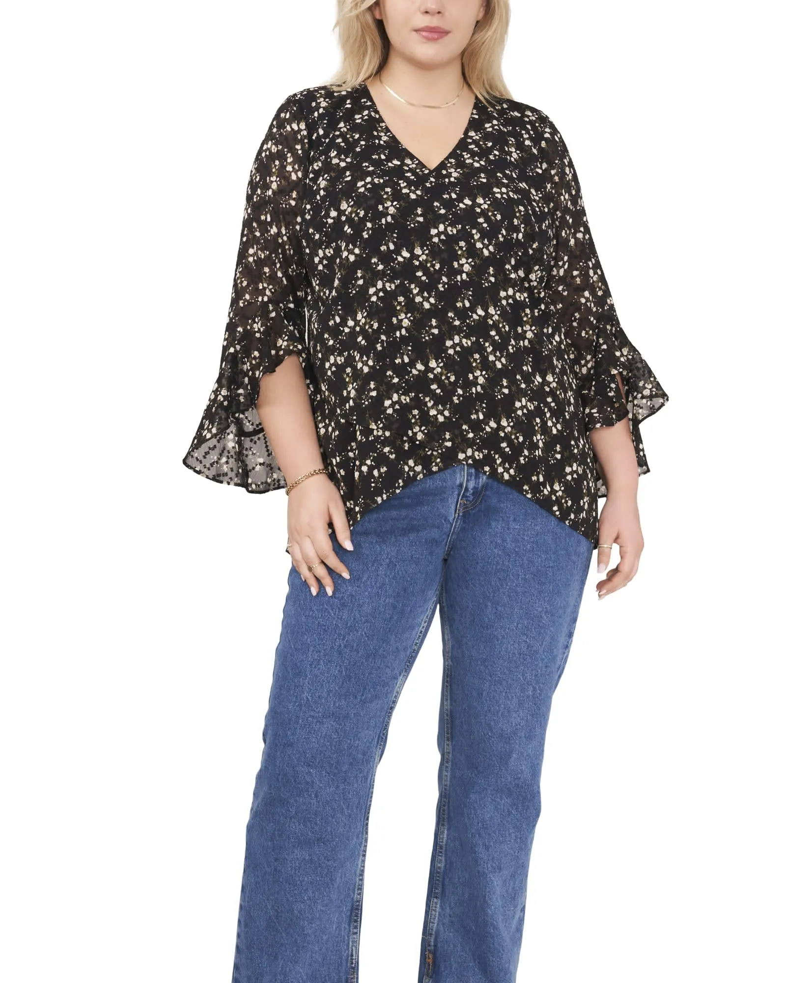 Gabby Flutter Sleeve Blouse | RICH BLACK