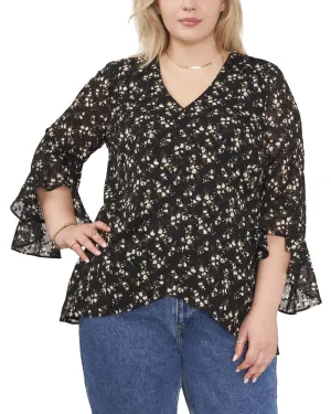 Gabby Flutter Sleeve Blouse | RICH BLACK