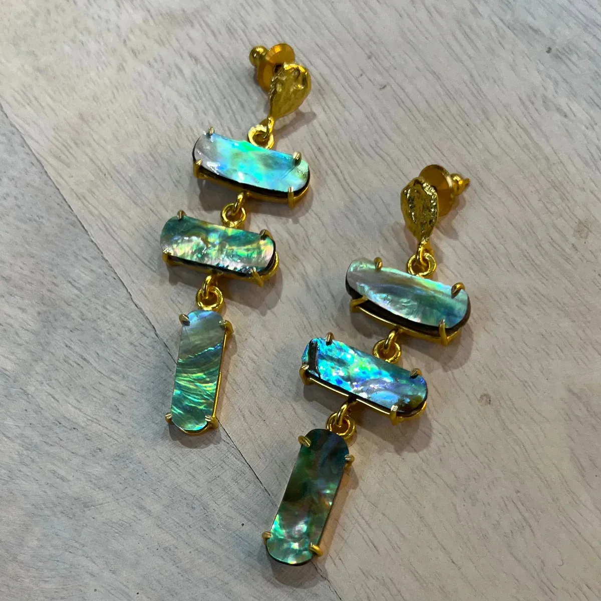 Gemajesty Abalone Shell Drop Gold Earring