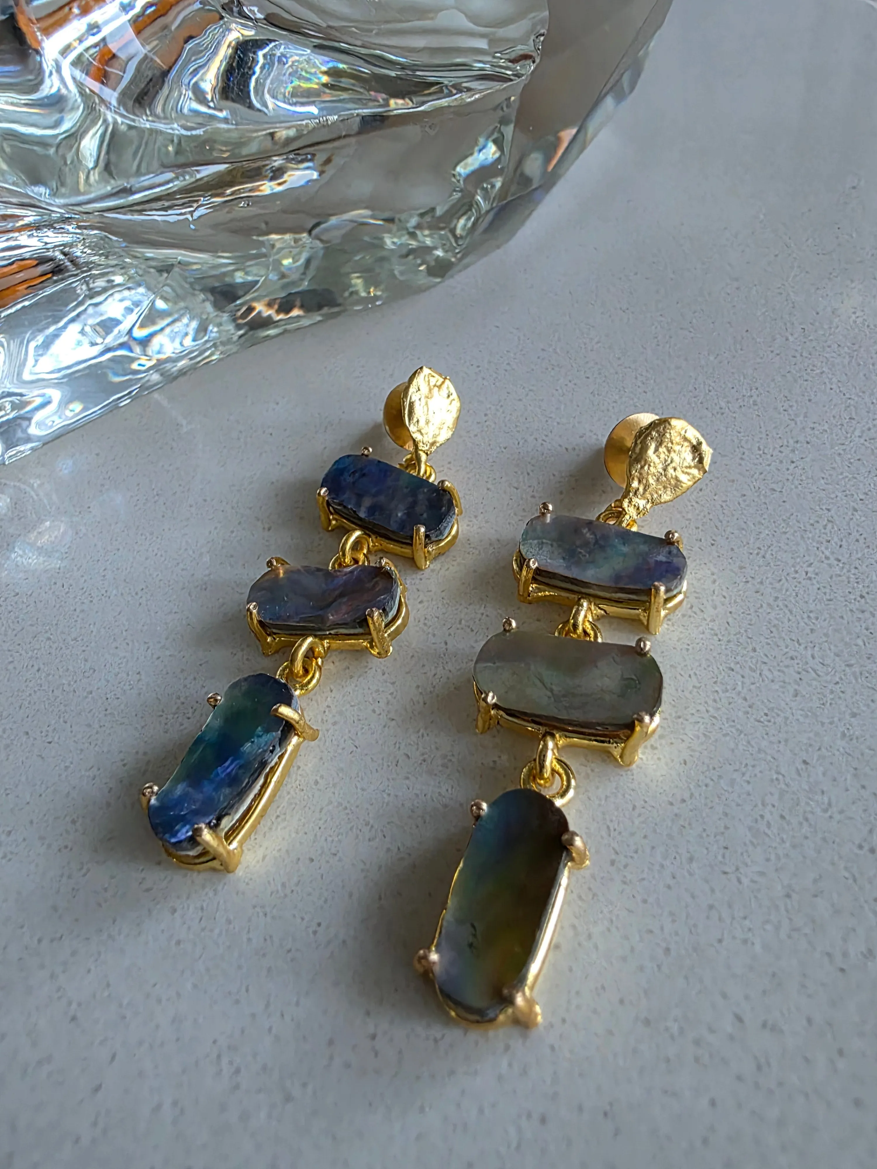 Gemajesty Abalone Shell Drop Gold Earring