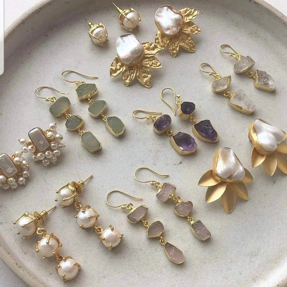 Gemajesty Abalone Shell Drop Gold Earring